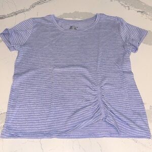 Z by Zella Lavender Striped Rouched Tee- girls L (10/12)